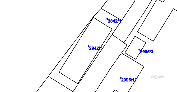 Parcela st. 2842/3 v KÚ Bludov, Katastrální mapa