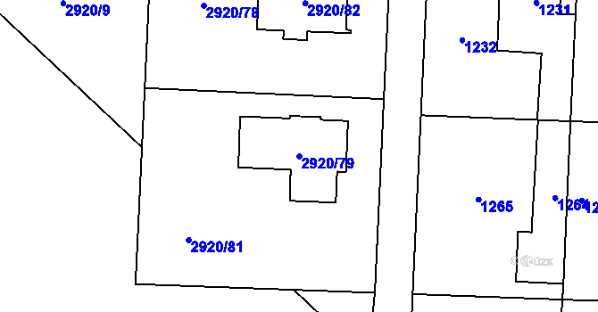 Parcela st. 2920/79 v KÚ Bludov, Katastrální mapa