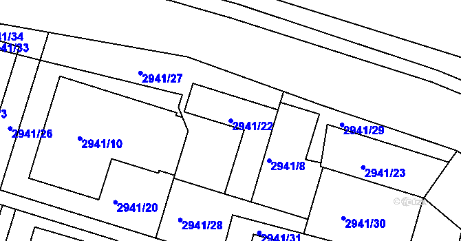 Parcela st. 2941/22 v KÚ Bludov, Katastrální mapa