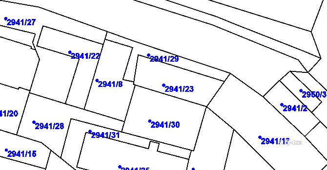 Parcela st. 2941/23 v KÚ Bludov, Katastrální mapa