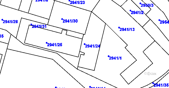 Parcela st. 2941/24 v KÚ Bludov, Katastrální mapa
