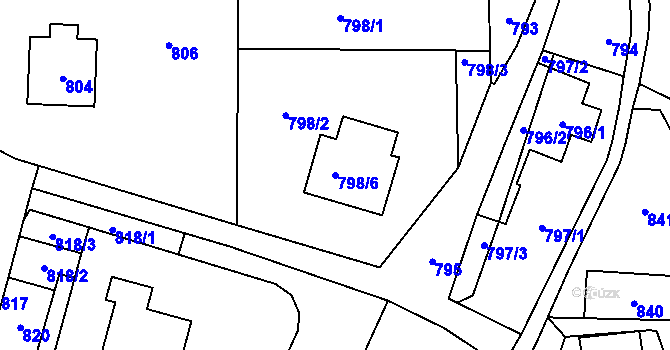 Parcela st. 798/6 v KÚ Bludov, Katastrální mapa
