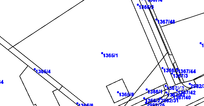 Parcela st. 1365/1 v KÚ Bludov, Katastrální mapa