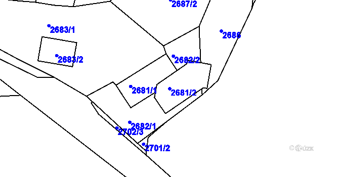 Parcela st. 2681/2 v KÚ Bludov, Katastrální mapa