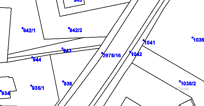 Parcela st. 2978/16 v KÚ Bludov, Katastrální mapa