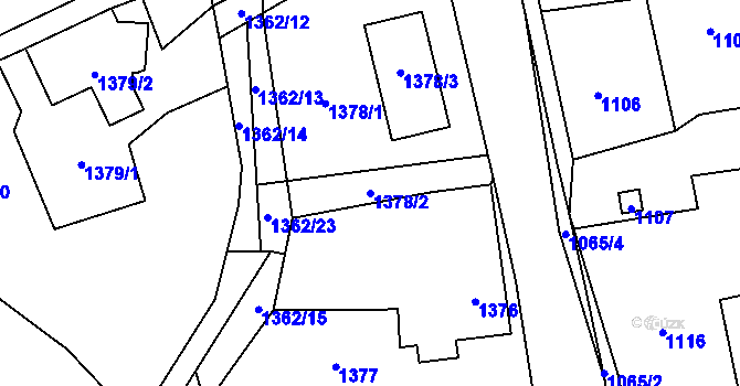 Parcela st. 1378/2 v KÚ Bludov, Katastrální mapa