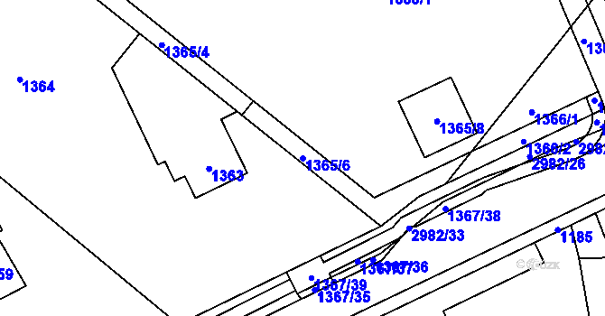 Parcela st. 1365/6 v KÚ Bludov, Katastrální mapa