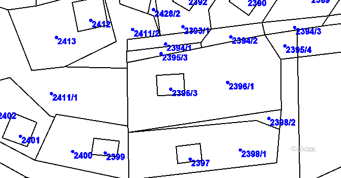 Parcela st. 2396/3 v KÚ Bludov, Katastrální mapa