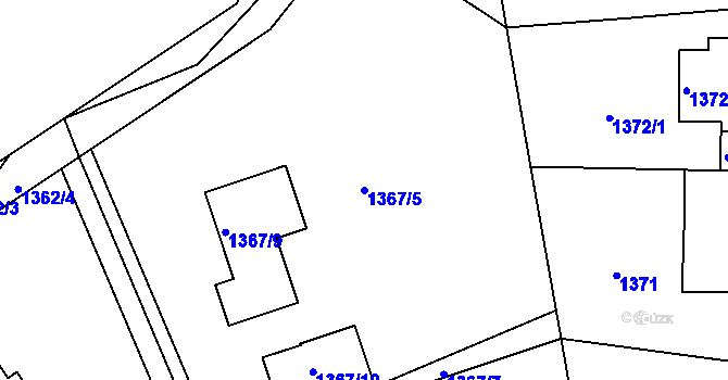 Parcela st. 1367/5 v KÚ Bludov, Katastrální mapa