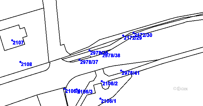 Parcela st. 2978/38 v KÚ Bludov, Katastrální mapa