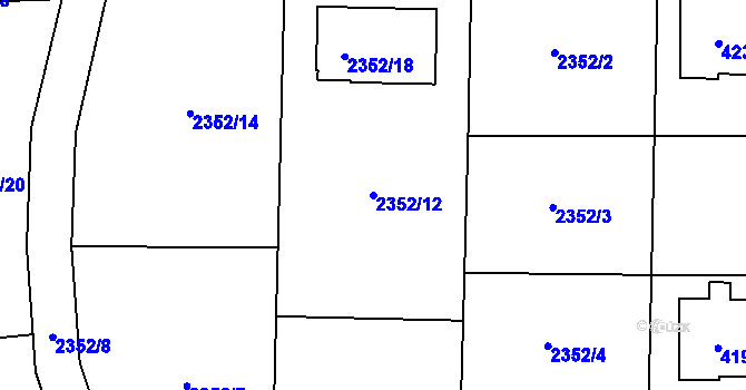 Parcela st. 2352/12 v KÚ Bludov, Katastrální mapa