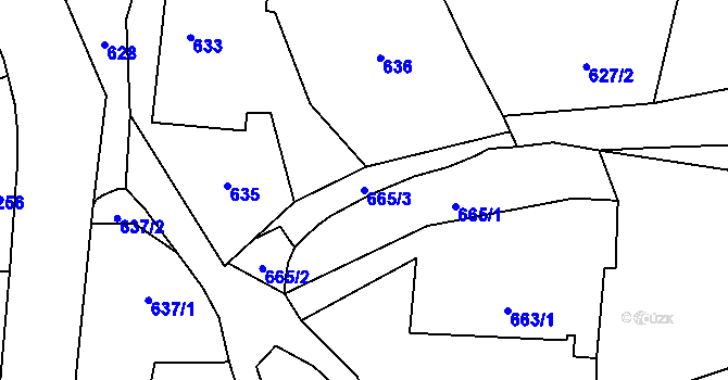 Parcela st. 665/3 v KÚ Bludov, Katastrální mapa