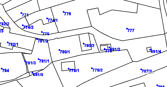 Parcela st. 780/2 v KÚ Bludov, Katastrální mapa