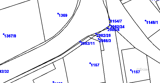 Parcela st. 2982/11 v KÚ Bludov, Katastrální mapa