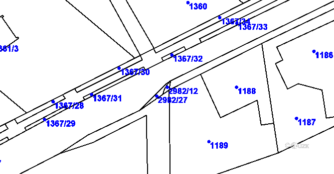 Parcela st. 2982/12 v KÚ Bludov, Katastrální mapa