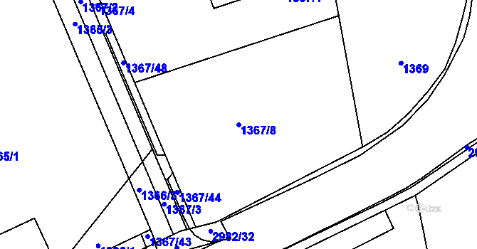 Parcela st. 1367/8 v KÚ Bludov, Katastrální mapa