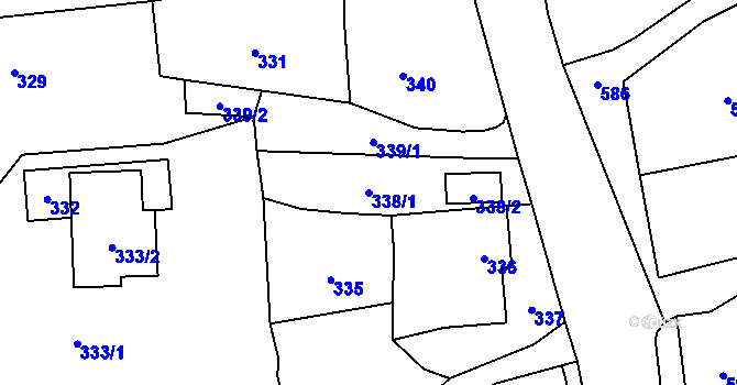Parcela st. 338/1 v KÚ Bludov, Katastrální mapa