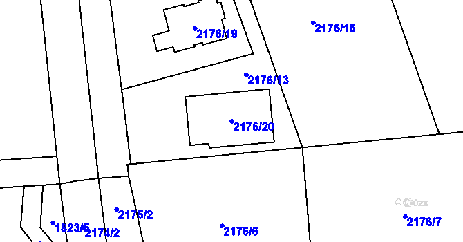 Parcela st. 2176/20 v KÚ Bludov, Katastrální mapa