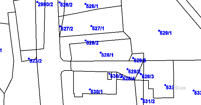Parcela st. 528/1 v KÚ Bludov, Katastrální mapa