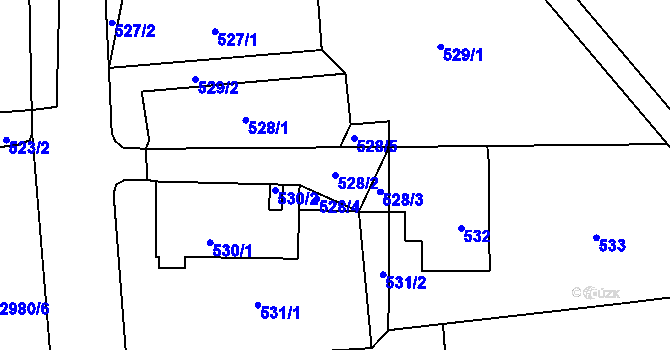 Parcela st. 528/2 v KÚ Bludov, Katastrální mapa