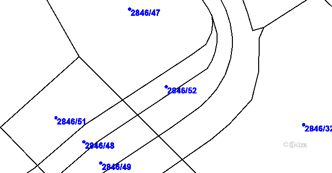 Parcela st. 2846/52 v KÚ Bludov, Katastrální mapa