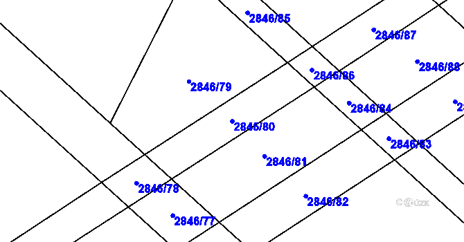 Parcela st. 2846/80 v KÚ Bludov, Katastrální mapa