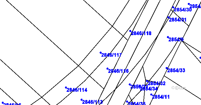 Parcela st. 2846/117 v KÚ Bludov, Katastrální mapa