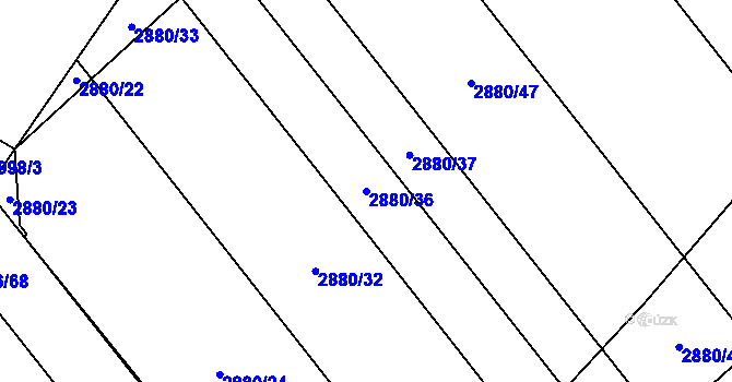 Parcela st. 2880/36 v KÚ Bludov, Katastrální mapa