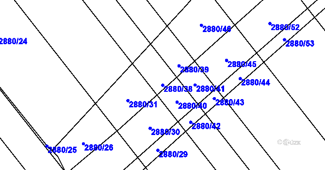 Parcela st. 2880/38 v KÚ Bludov, Katastrální mapa