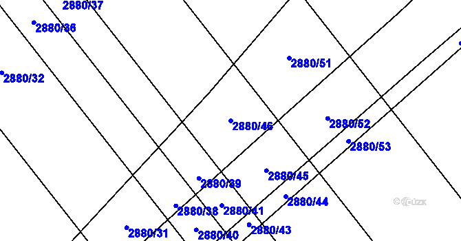 Parcela st. 2880/46 v KÚ Bludov, Katastrální mapa
