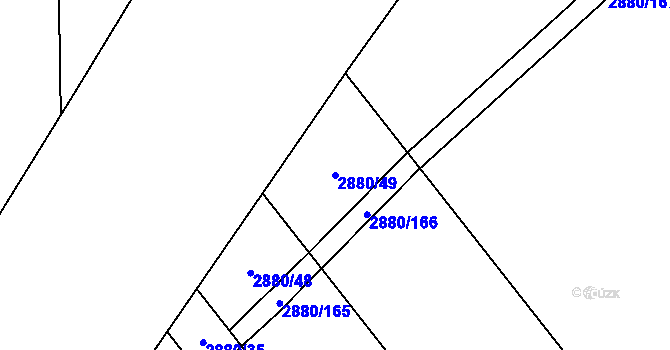 Parcela st. 2880/49 v KÚ Bludov, Katastrální mapa