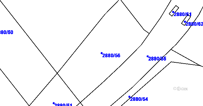 Parcela st. 2880/56 v KÚ Bludov, Katastrální mapa