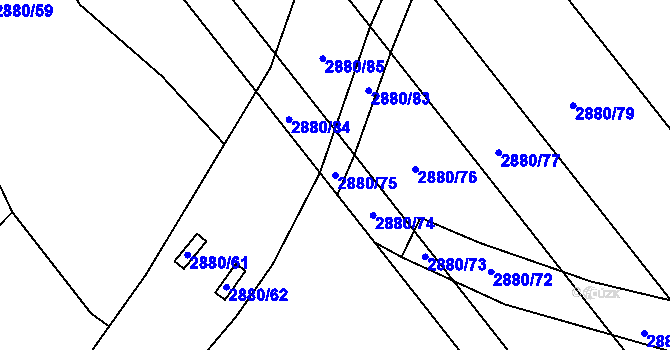 Parcela st. 2880/75 v KÚ Bludov, Katastrální mapa