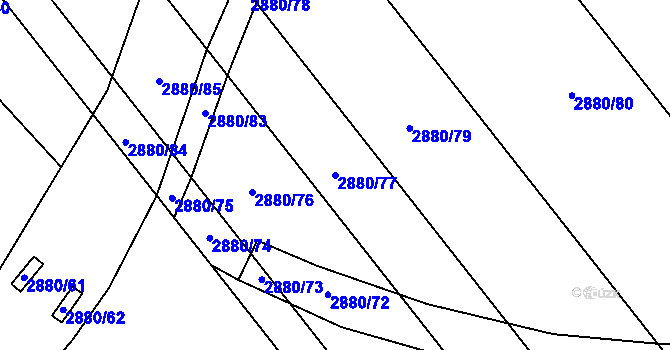 Parcela st. 2880/77 v KÚ Bludov, Katastrální mapa