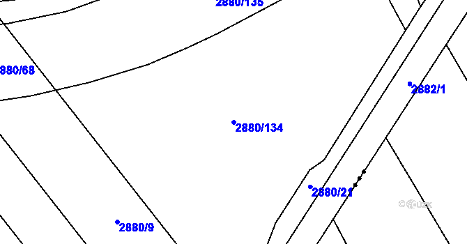 Parcela st. 2880/134 v KÚ Bludov, Katastrální mapa