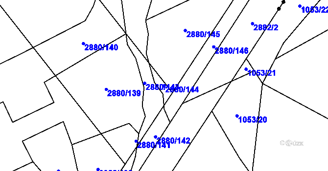 Parcela st. 2880/144 v KÚ Bludov, Katastrální mapa
