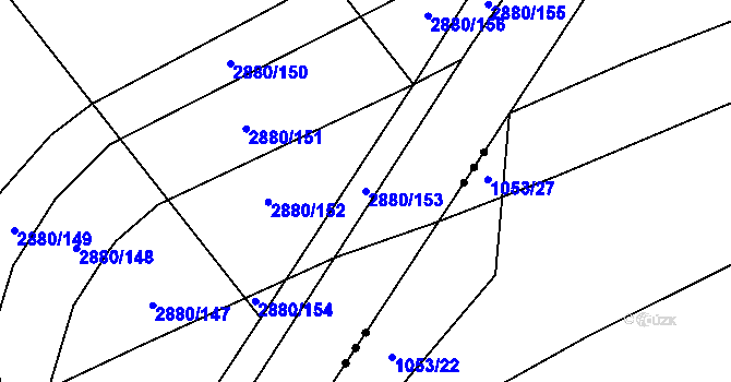 Parcela st. 2880/153 v KÚ Bludov, Katastrální mapa