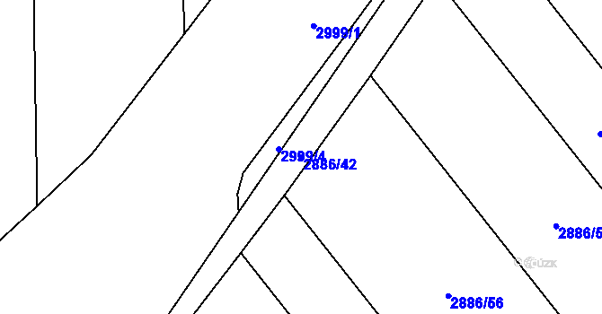Parcela st. 2886/42 v KÚ Bludov, Katastrální mapa