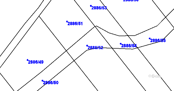 Parcela st. 2886/52 v KÚ Bludov, Katastrální mapa
