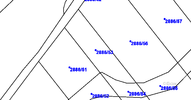 Parcela st. 2886/53 v KÚ Bludov, Katastrální mapa