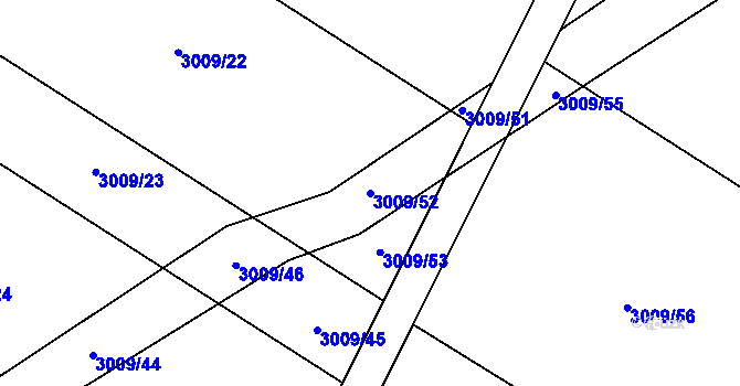 Parcela st. 3009/52 v KÚ Bludov, Katastrální mapa