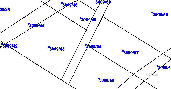 Parcela st. 3009/54 v KÚ Bludov, Katastrální mapa