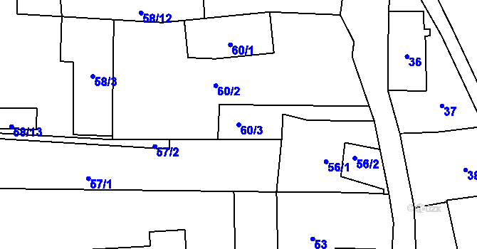 Parcela st. 60/3 v KÚ Bludov, Katastrální mapa