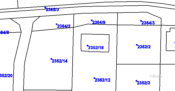 Parcela st. 2352/18 v KÚ Bludov, Katastrální mapa