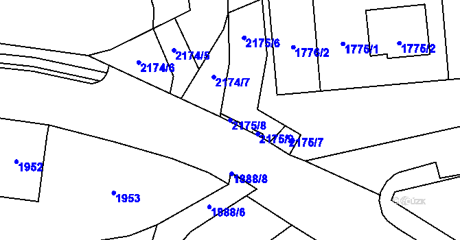 Parcela st. 2175/8 v KÚ Bludov, Katastrální mapa