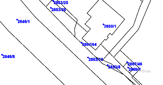 Parcela st. 2867/64 v KÚ Bludov, Katastrální mapa