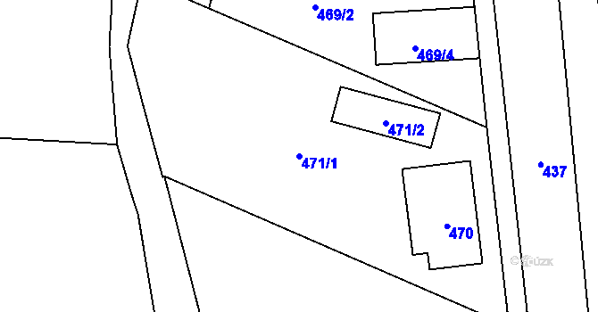 Parcela st. 471/1 v KÚ Bludov, Katastrální mapa