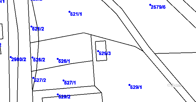 Parcela st. 529/3 v KÚ Bludov, Katastrální mapa