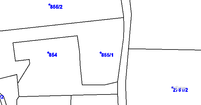Parcela st. 855/1 v KÚ Bludov, Katastrální mapa