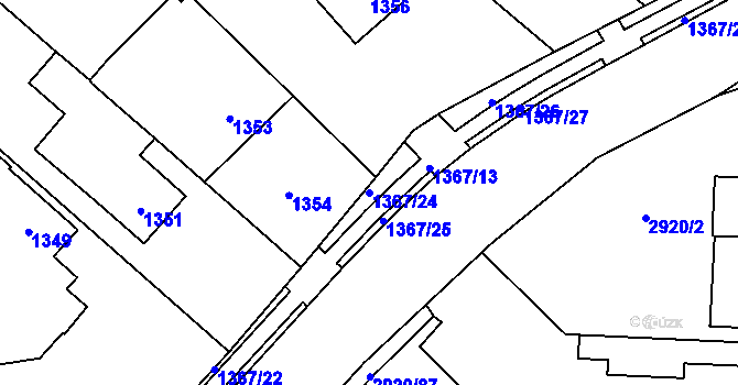 Parcela st. 1367/24 v KÚ Bludov, Katastrální mapa